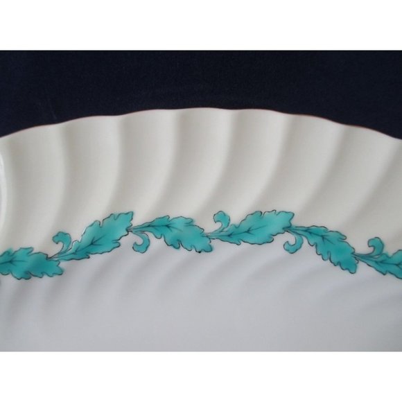 Minton Ardmore Ivory Rim Turquoise Floral Swirl Bone China 12" Platter 1939-74 - Picture 3 of 8
